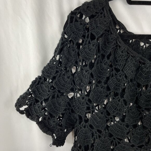 Unbranded Black Crochet Boho Witchy Grandmacore Top - Picture 2 of 11